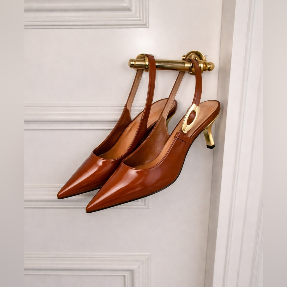 Coutgo • Elegant Brown Slingback Heels